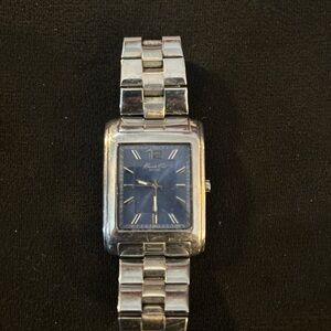 Kenneth Cole stainless steel men’s watch chrome and blue basil
